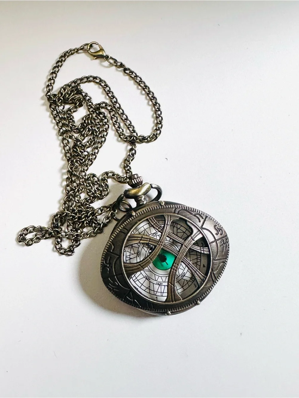 Marvel Inspired 🟢🔮 DOCTOR STRANGE EYE OF AGAMOTTO POCKET WATCH UNTESTED